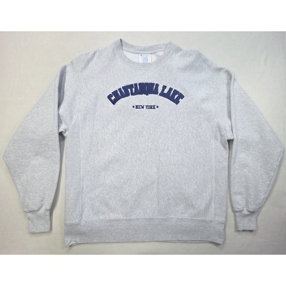 Champion Other - Y2K Champion Chautauqua New York Sweatshirt L Gray Blue Embroidered LIMITED USE